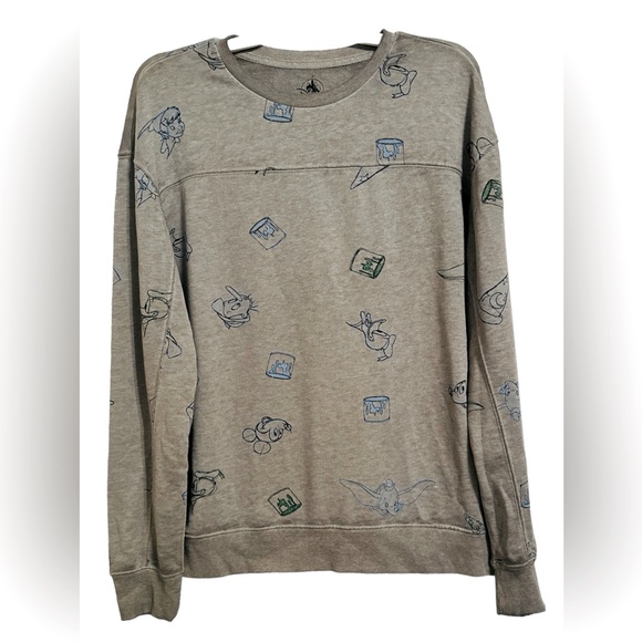 Disney Parks Mickey & Friends Pullover Disney Ink & Paint Adult M NWT Gray LS - Picture 1 of 6